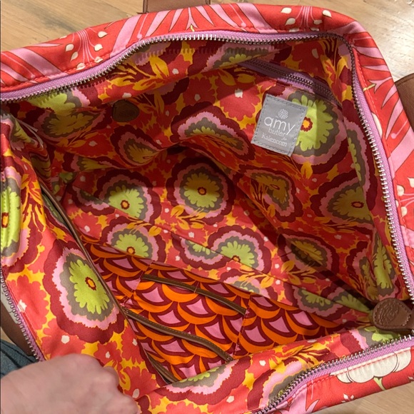 Amy Butler for Kalencom Floral Red and Pink Weekender Tote Bag - Picture 6 of 12